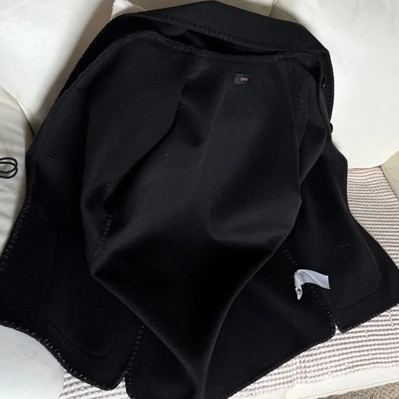 👘 Quince 👘 Double-Faced Merino Wool Scarf Coat Black S - Picture 12 of 16